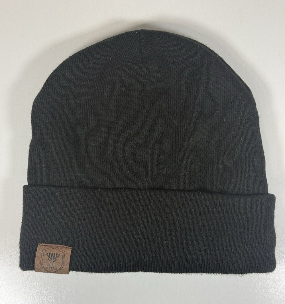 OZERO Black Solid Cuffed Beanie Hat One Size Unisex Adults Winter Cap